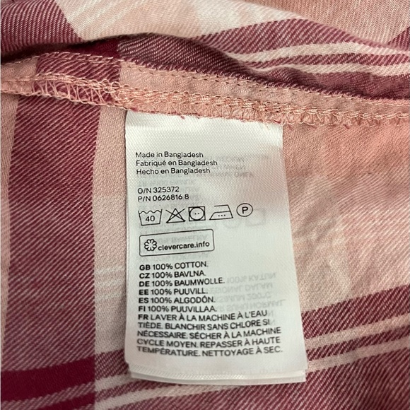 H&M Women’s Pink Plaid Long Sleeve Button Down Shirt Size 6 - Picture 5 of 6